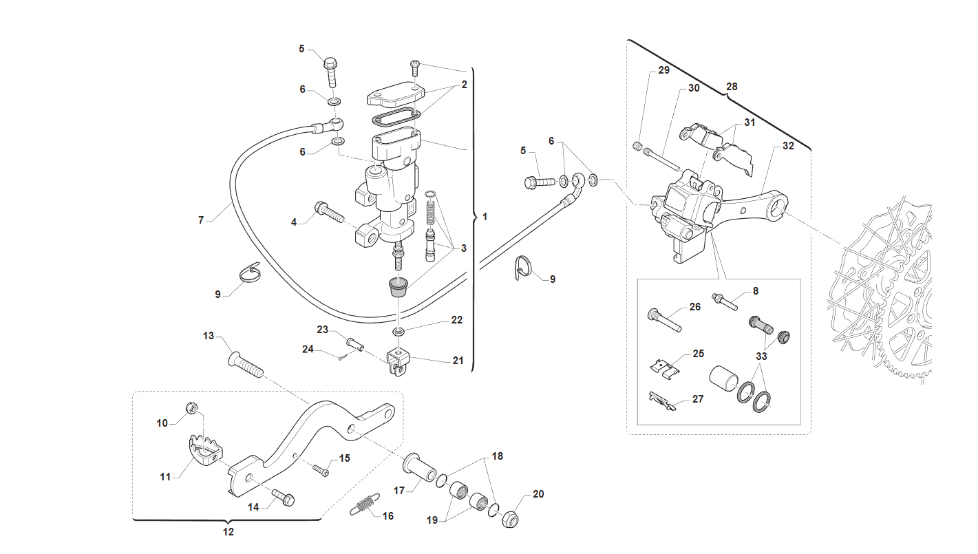 2T 125/144 MX DE 2008 A 2010 - BASTIDOR - FRENO TRASERO